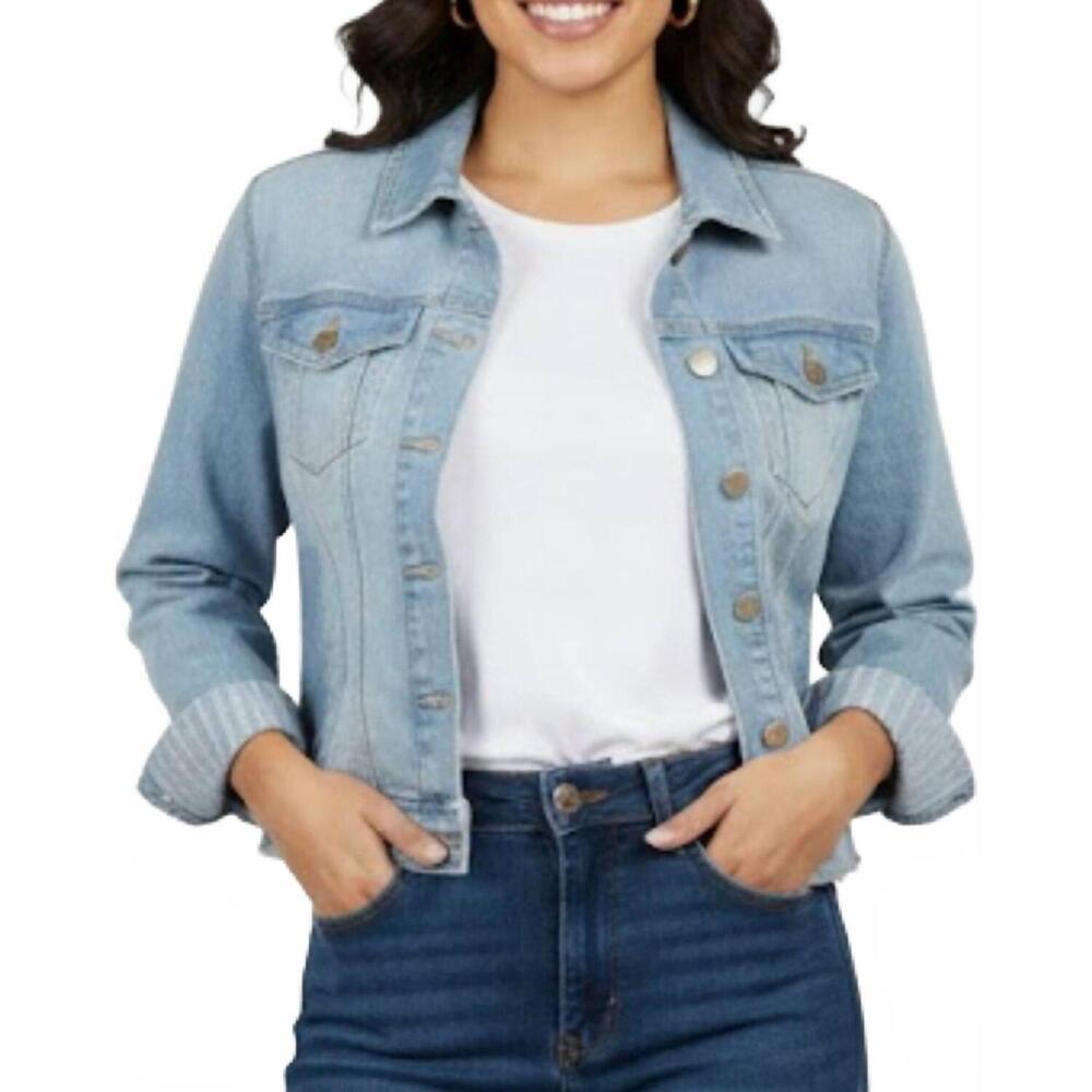 NEW PINE APPAREL denim cuffed jacket in blue